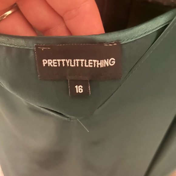 PLT dark green silk shift dress - Picture 2 of 2